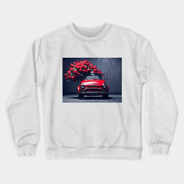 Where The Red Roses Grow - Fiat 500 in the 1960s Crewneck Sweatshirt by DeVerviers